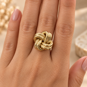 Golden Knot Flower Ring