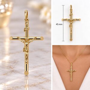 10K Gold Classic Crucifix Pendant – 45mm