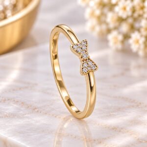10K Gold Sparkling Bow Ring