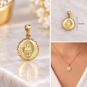 Virgin of Charity Round Medal Pendant – 11mm
