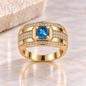 10K Gold Blue Stone Men’s Statement Ring $640.00 Original price was: $640.00.$499.0
