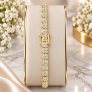 10K Gold Diamond Heart Tennis Bracelet