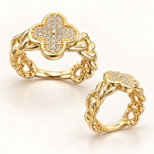 Italian Four-Leaf Clover Ring in 14K Gold $499.00 Original price was: $499.00.$428.00