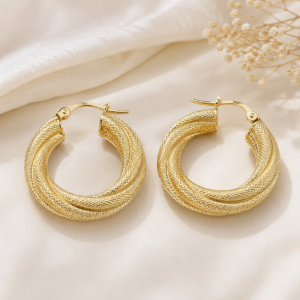 Golden Twist Hoop Earrings