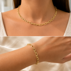 Golden Luxe Link Necklace & Bracelet Set